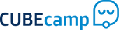 CUBEcamp Logo in blau mit Icon